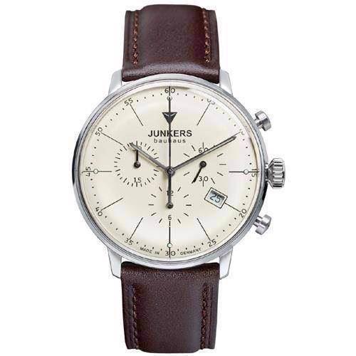 Image of Junkers Bauhaus rustfri stål Ronda 5030.D Swiss made quartz urværk med 6 ædelsten Herre ur, model 6088-5